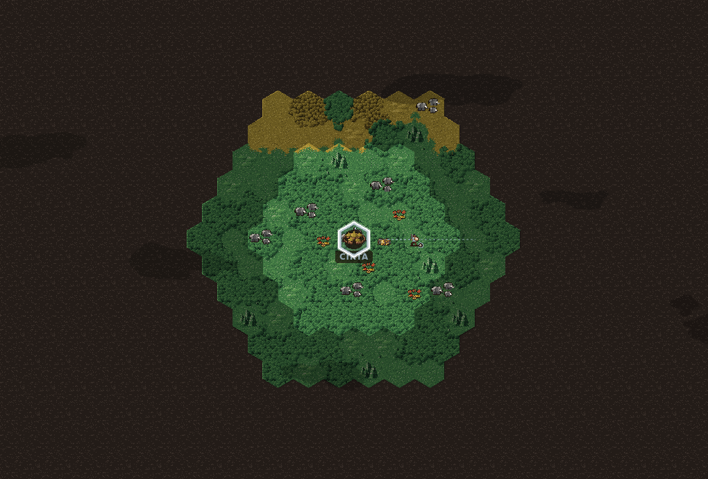The fogged hex overworld